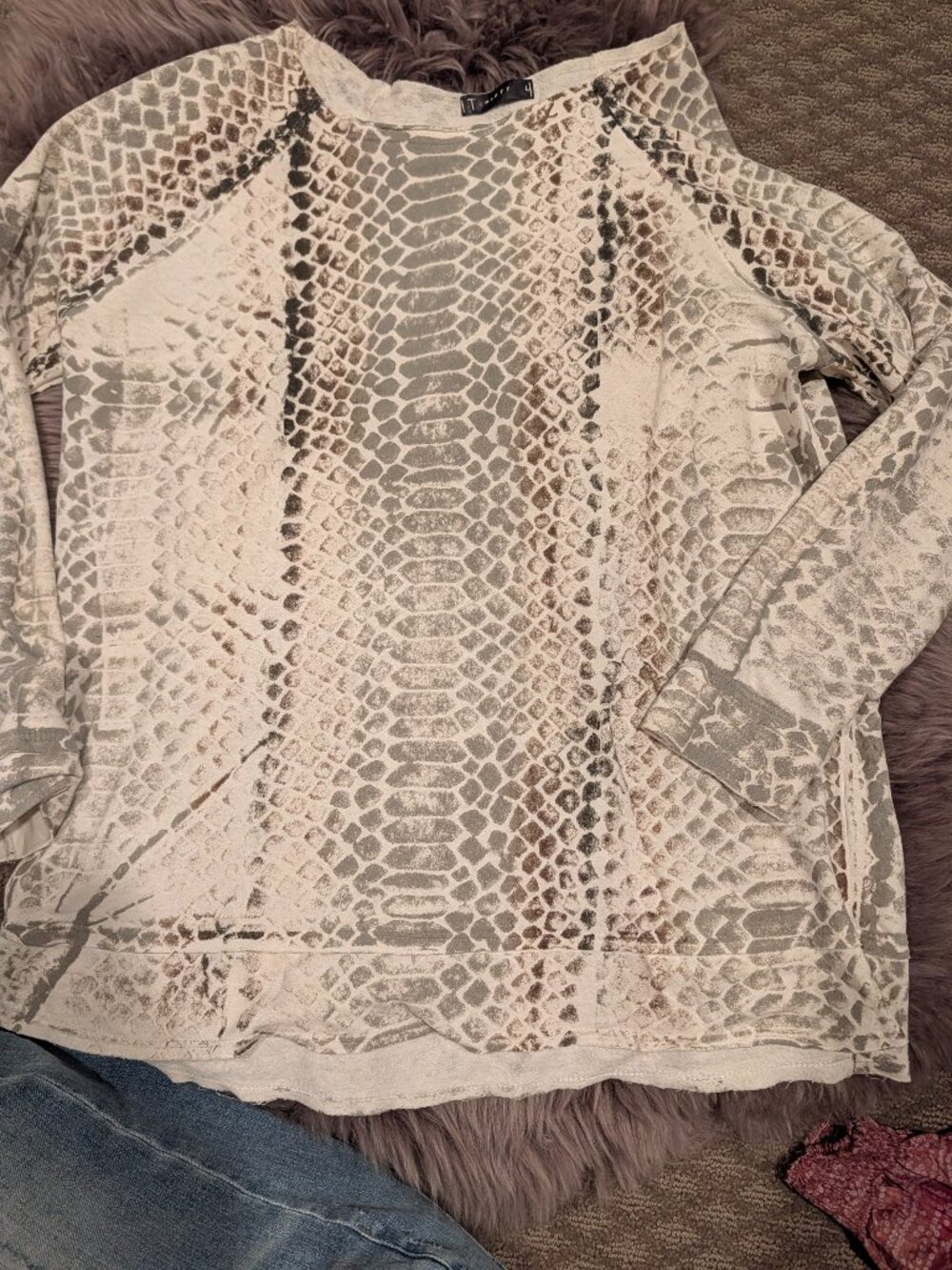 Lightweight animal print sweatshirt